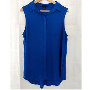 (L) Ann Taylor - Top Blouse - Blue button down